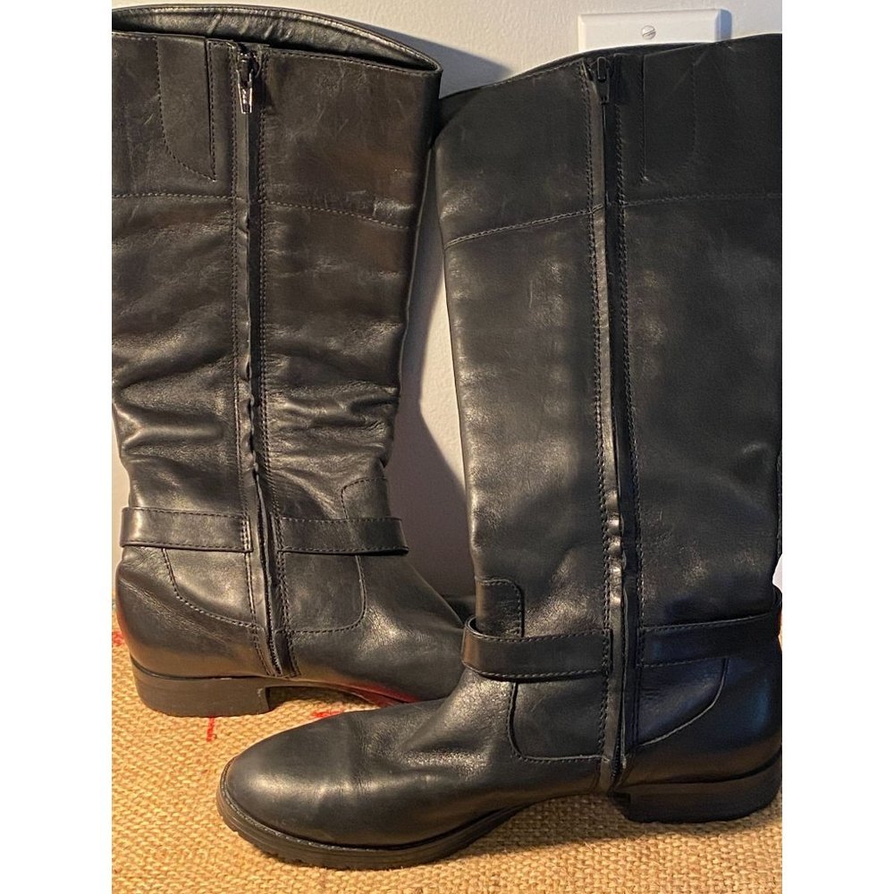 Lauren Ralph Lauren Womens Black Leather Tall Mid-Calf Boots Sz 8.5US